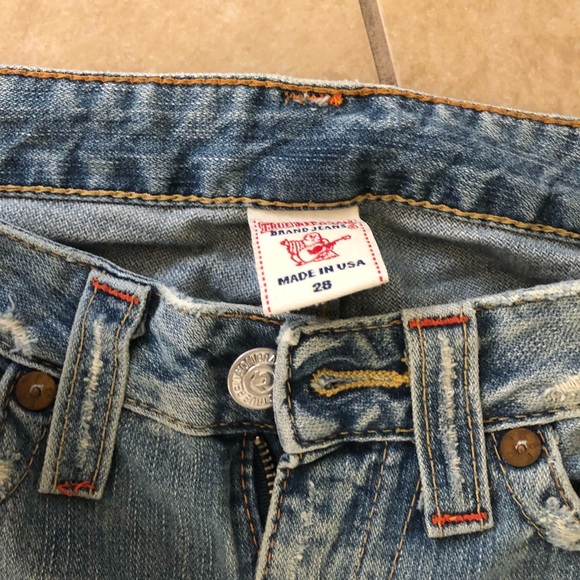 True Religion light wash ripped flare denim pants - Picture 2 of 7